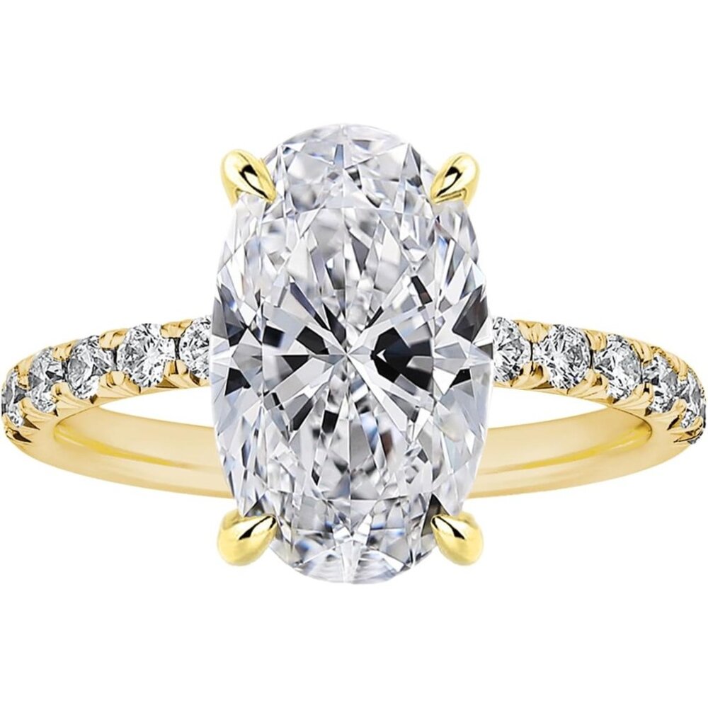 Women,Simulated Diamond Ring,925 Sterling Silver 18K Yellow Ring